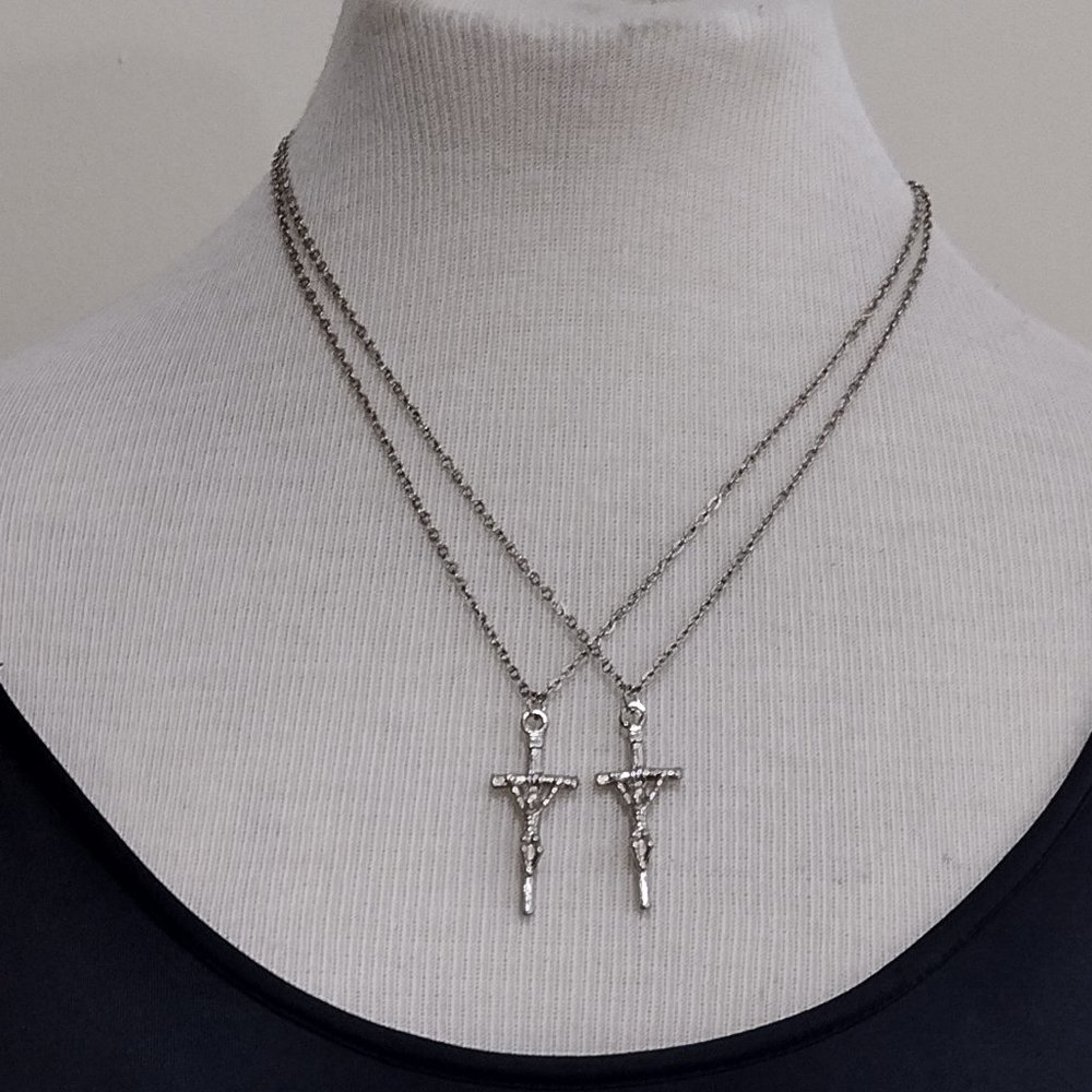 Two Crucifix Necklace